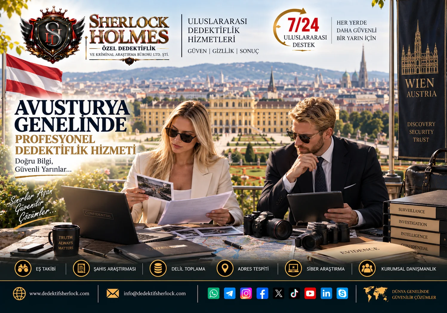Avusturya Özel Dedektiflik Hizmetleri | Sherlock Holmes Uluslararası Araştırma Ağı