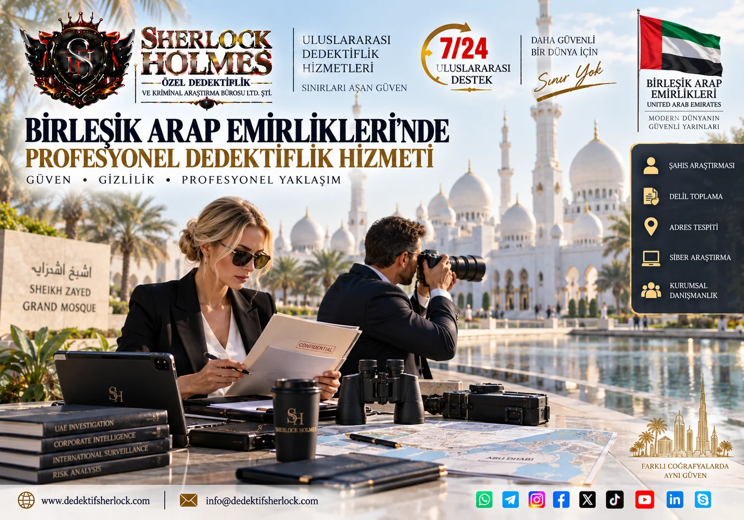 Birleşik Arap Emirlikleri Özel Dedektiflik Hizmetleri | Sherlock Holmes Uluslararası Araştırma Ağı