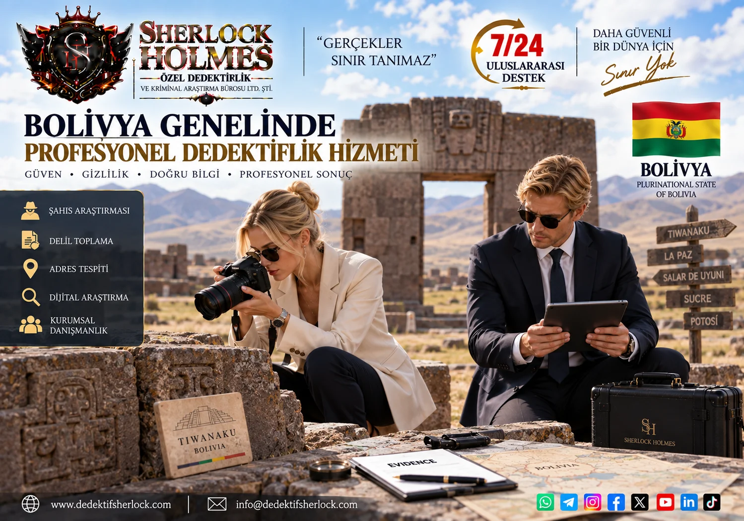 Bolivya Özel Dedektiflik Hizmetleri | Sherlock Holmes Uluslararası Araştırma Ağı