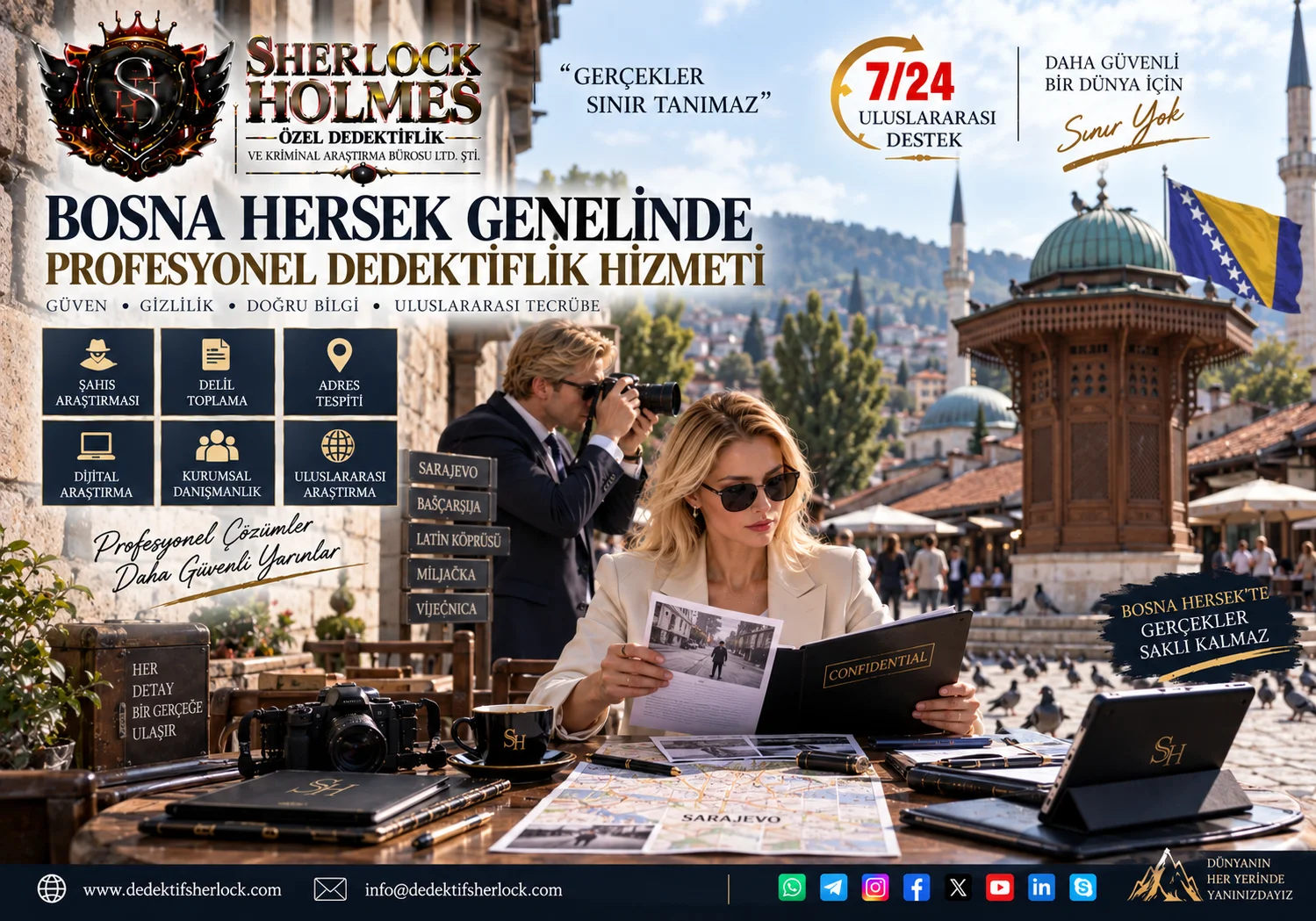 Bosna Hersek Özel Dedektiflik Hizmetleri | Sherlock Holmes Uluslararası Araştırma Ağı