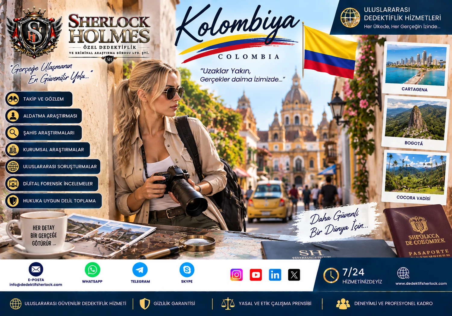 Kolombiya Özel Dedektiflik Hizmetleri | Sherlock Holmes Uluslararası Araştırma Ağı