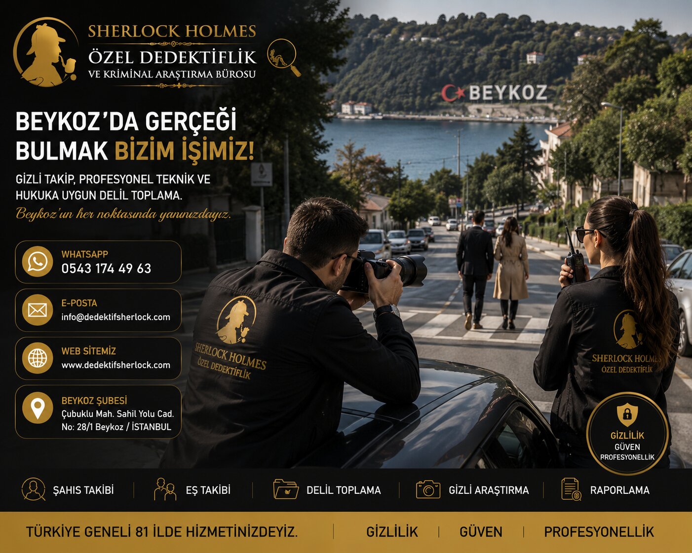 Beykoz Özel Dedektiflik Hizmetleri Kapsamı ve Verilen Tüm Hizmetler